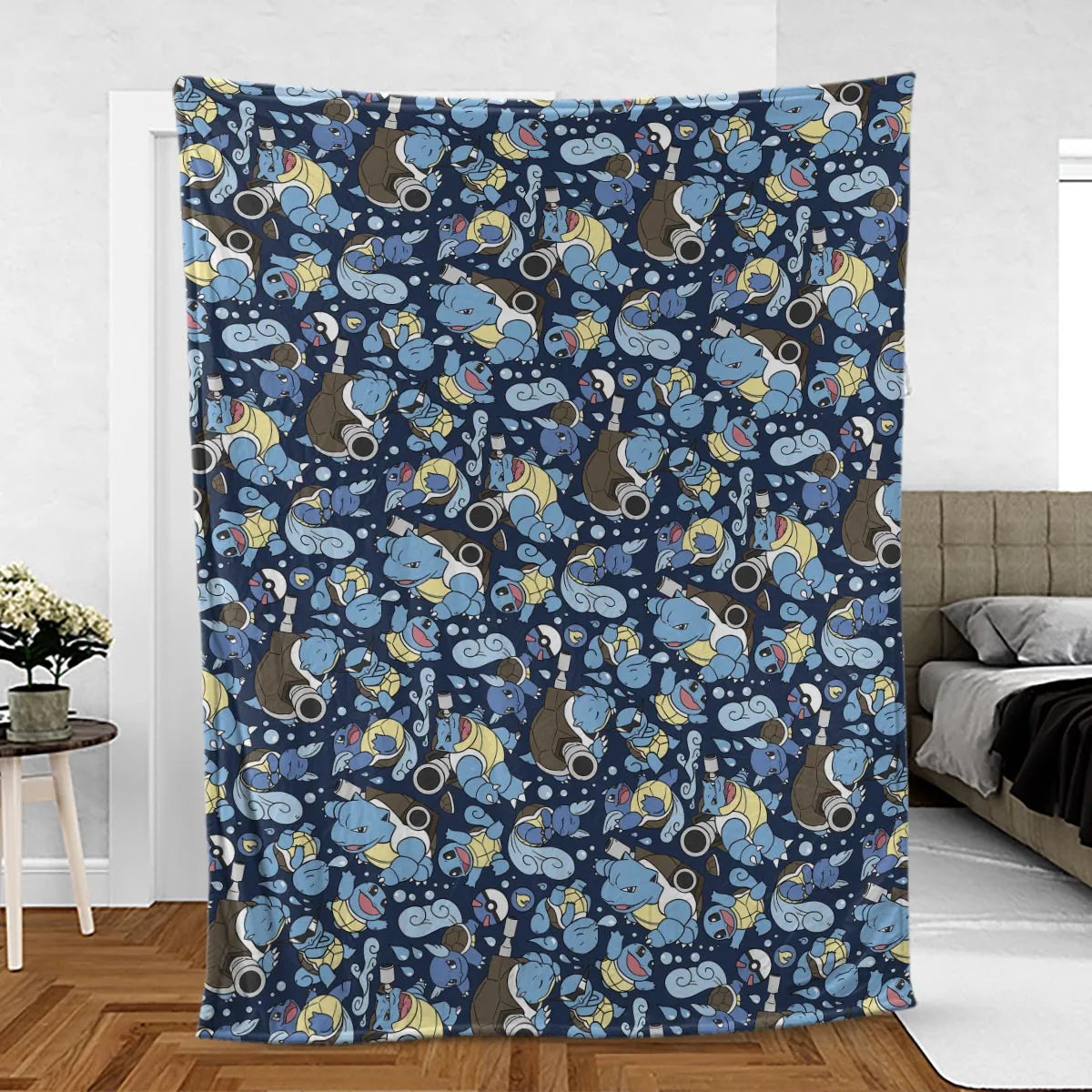Blastoise Wartortle Squirtle Pokemon Pattern Fleece Blanket