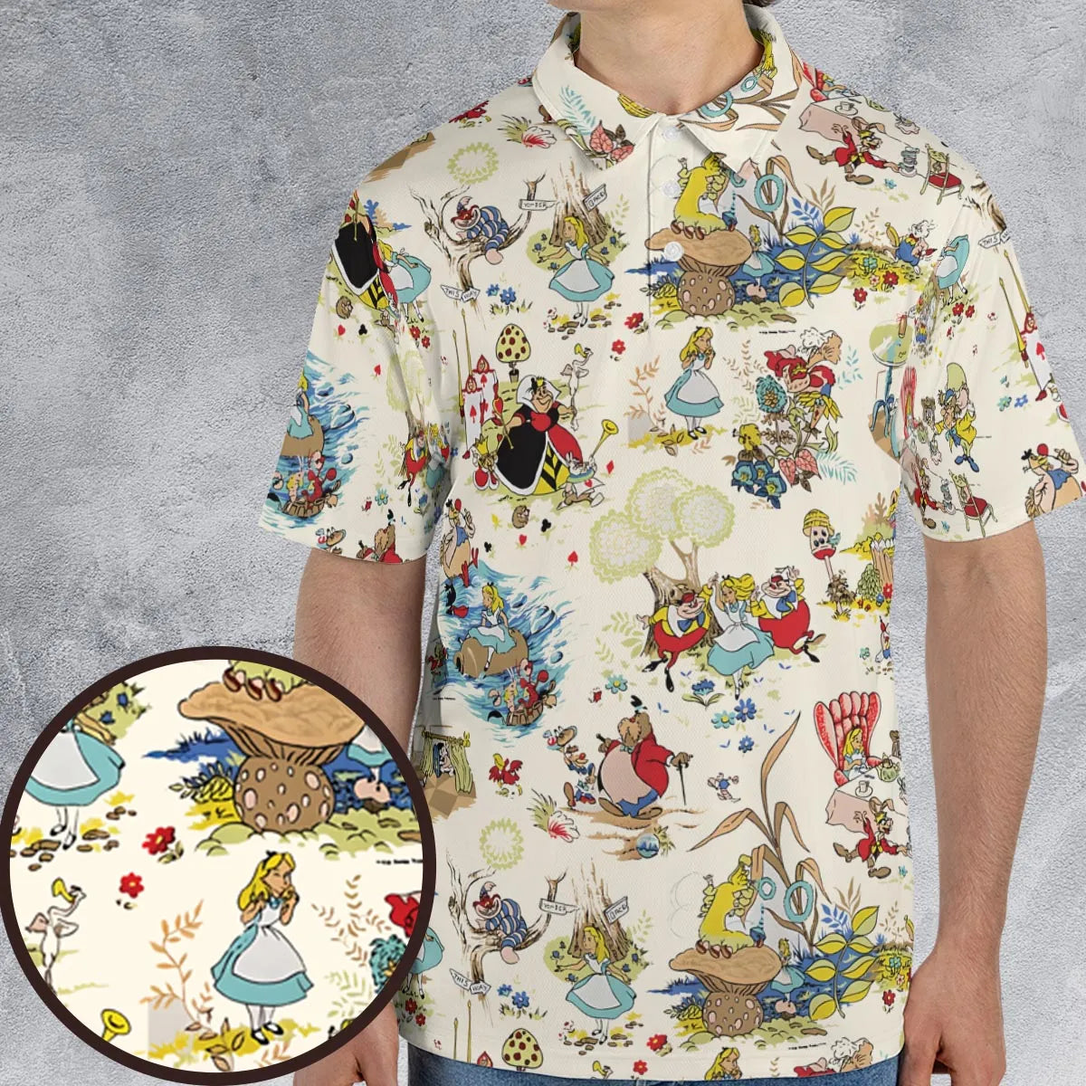 Alice In Wonderland Pattern AOP Men/Women Polo Shirt