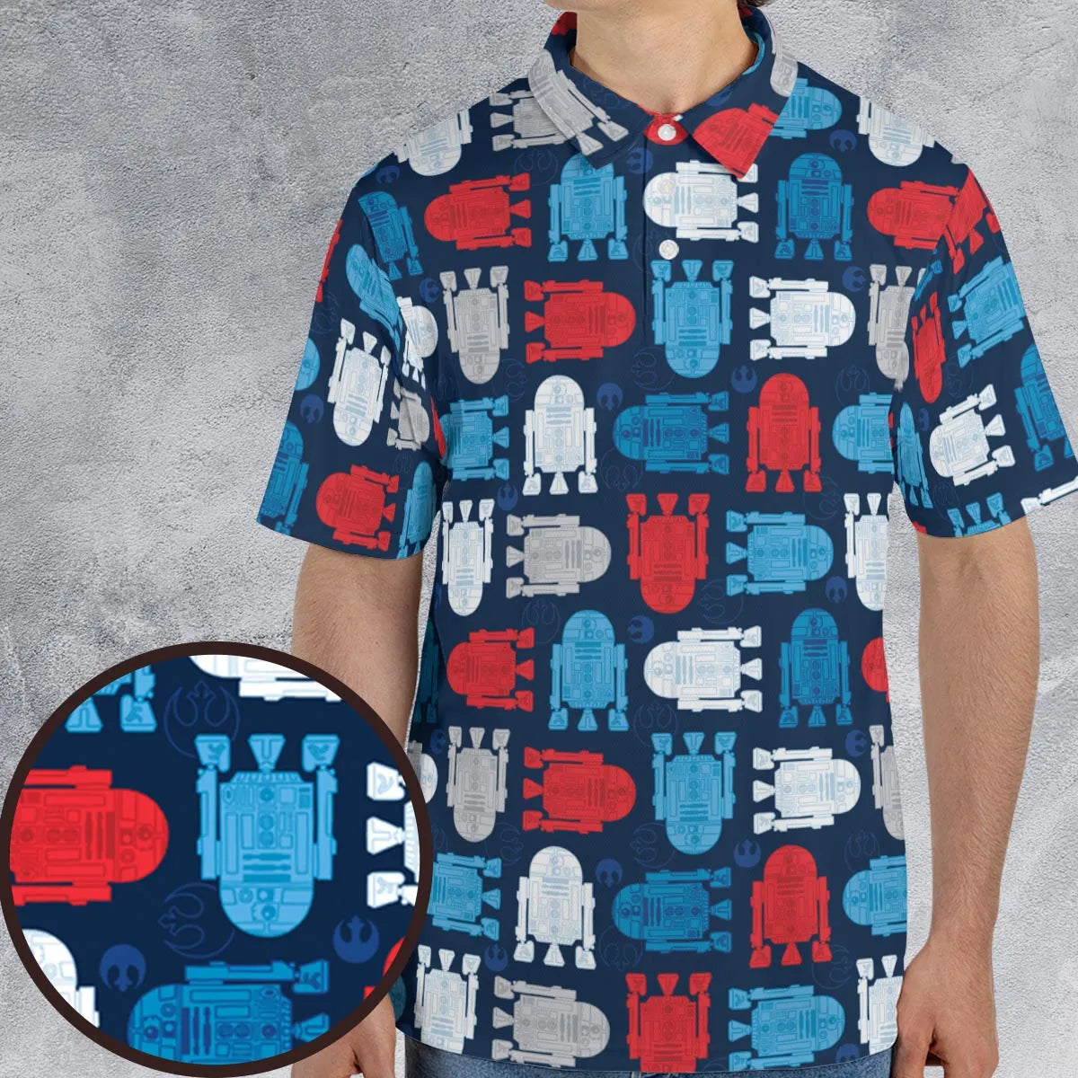 R2-D2 Star Wars 4th of July Pattern AOP Men/Women Polo Shirt