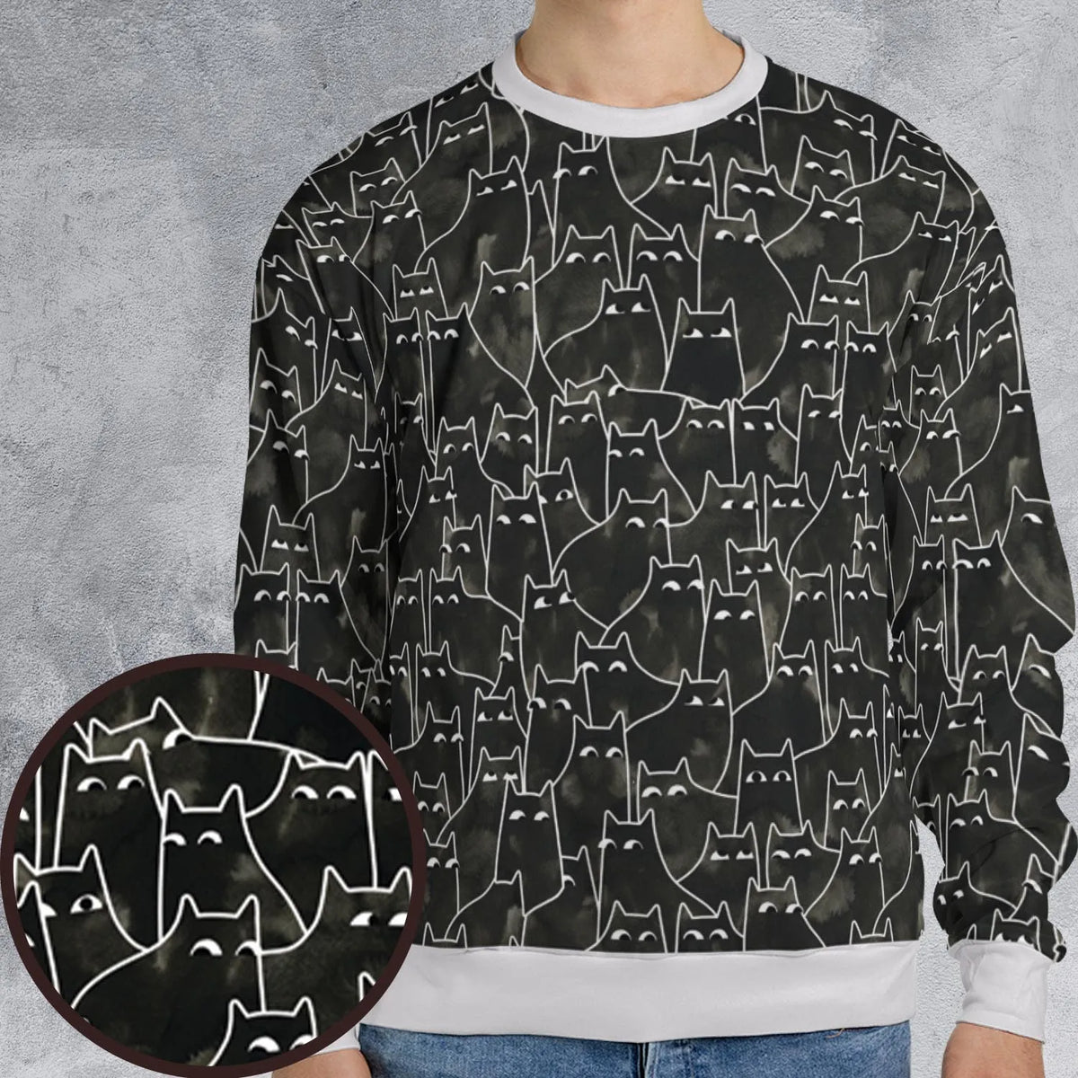 Suspicious Cats Funny Cat All-over Print Sweatshirt