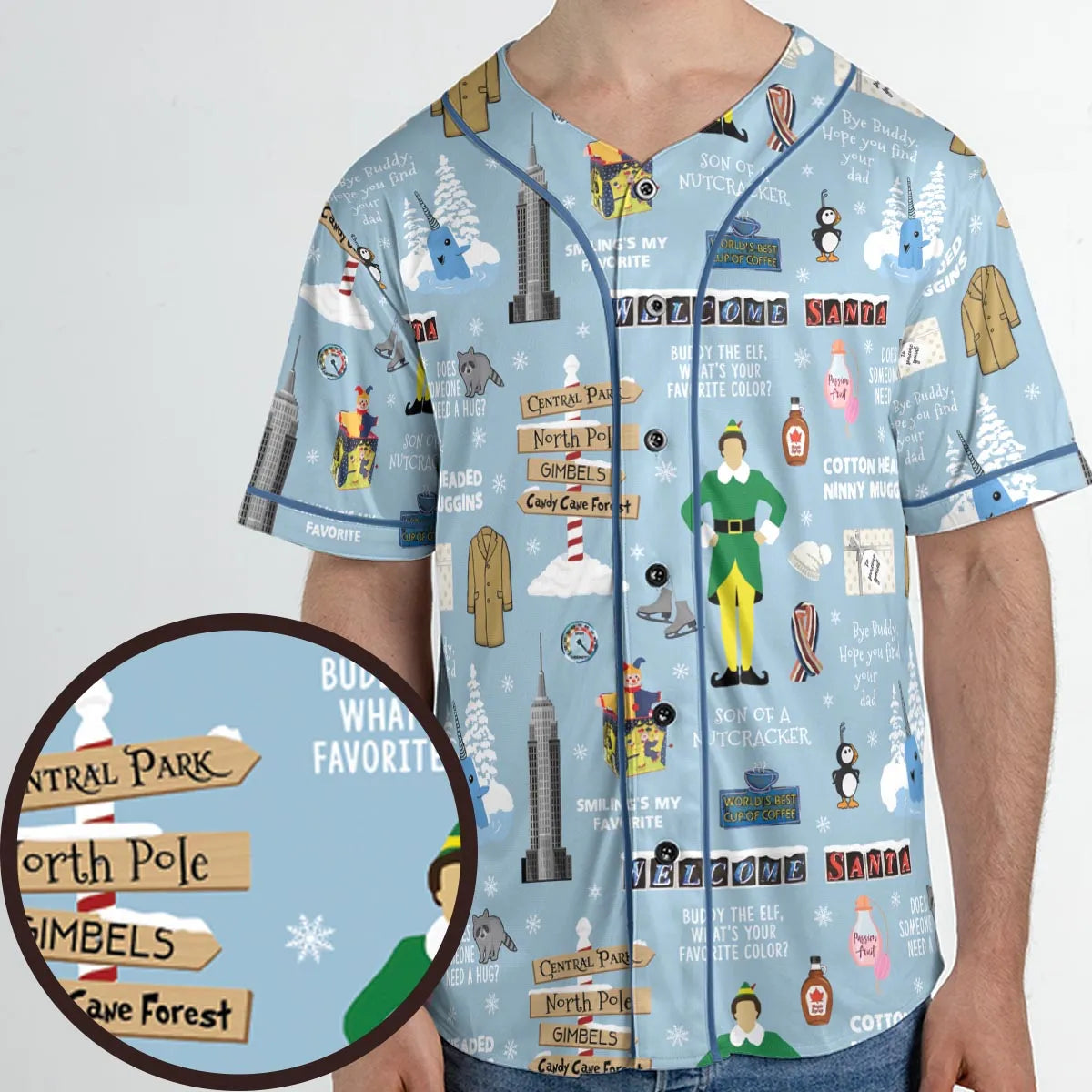 Buddy the ELF Quotes Christmas Unisex Baseball Jersey