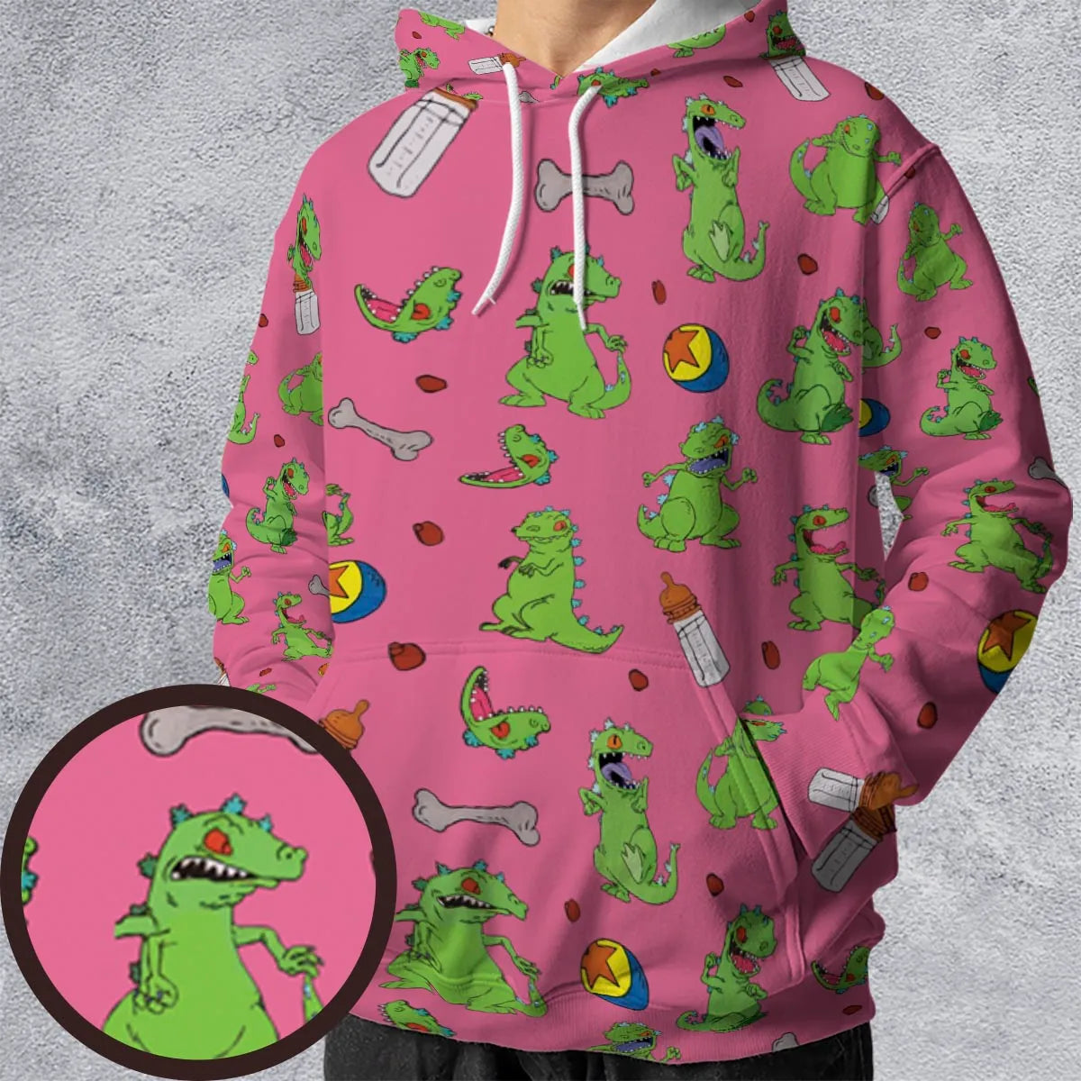 Rugrats Reptar Pattern All-over Print Hoodie