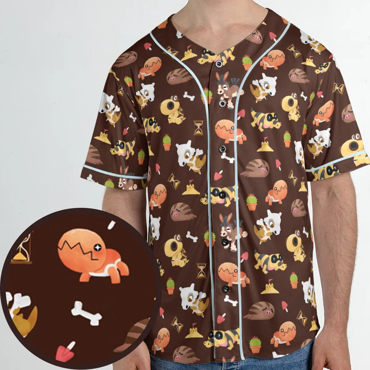 Ground Type Pokemon Pattern Unisex Baseball Jersey