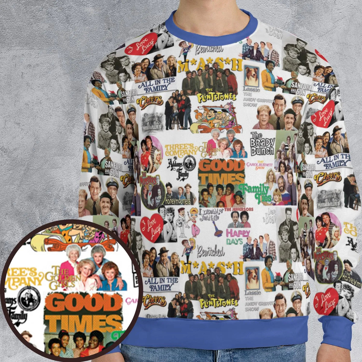Stuck in the 80s Famous Sitcom All-over Print Sweatshirt