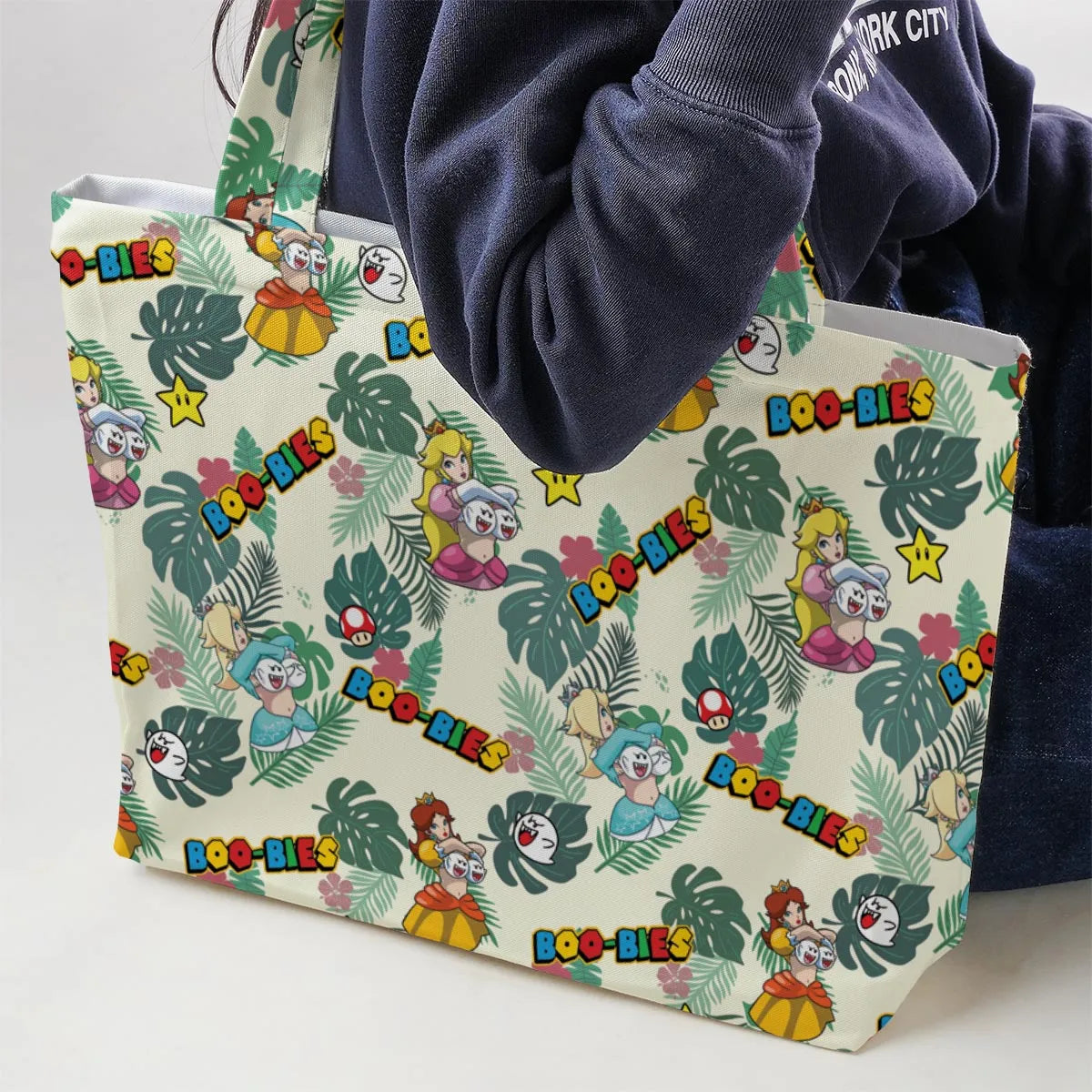 Super Mario Boo-Bies Pattern Large Tote Bag