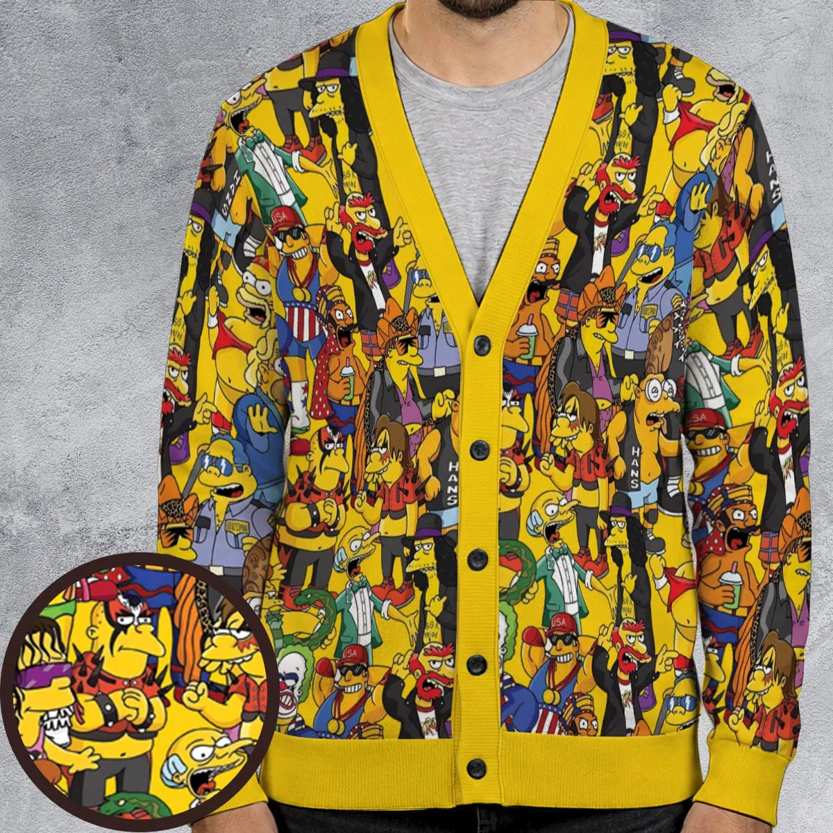 Simpsons as 80s Wrestlers Cardigan