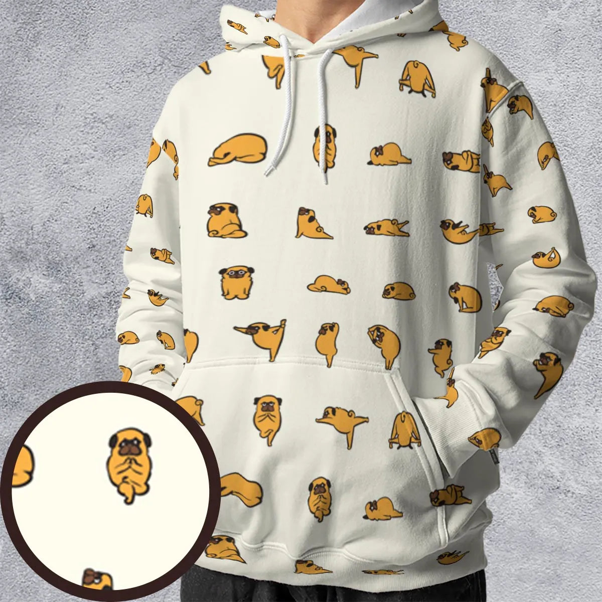 Pug Hot Yoga Pattern All-over Print Hoodie
