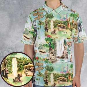 Water Color Jungle Cruise Map AOP Men/Women Polo Shirt