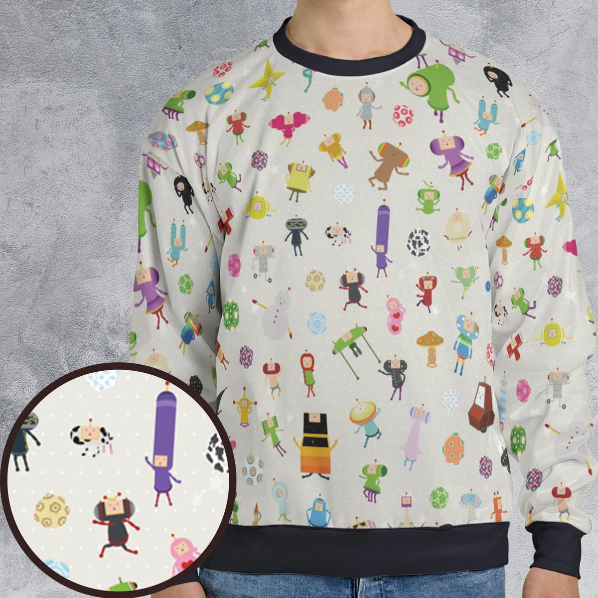 Cute Characters Katamari All-over Print Sweatshirt