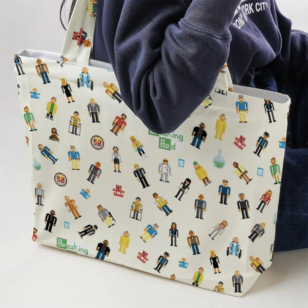 Breaking Bad in Pixels Pattern Large Tote Bag