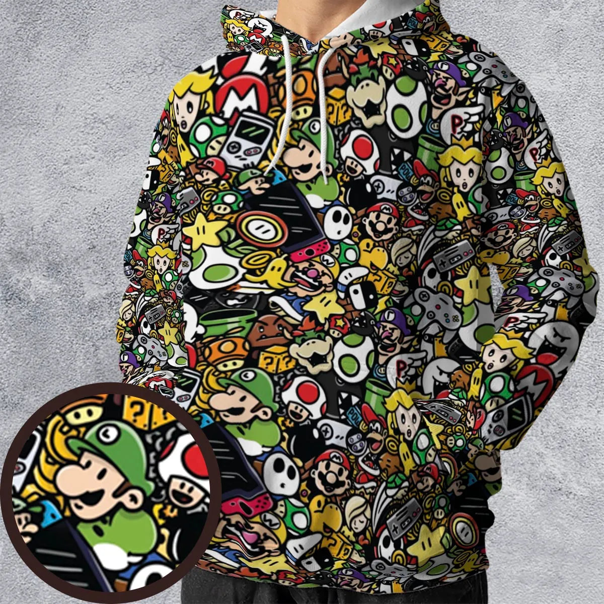 Super Mario Characters All In One Pattern All-over Print Hoodie