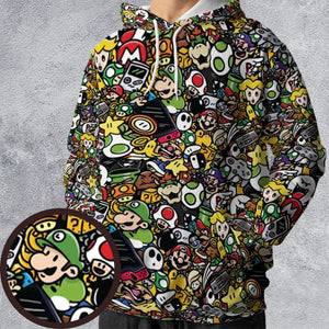 Super Mario Characters All In One Pattern All-over Print Hoodie