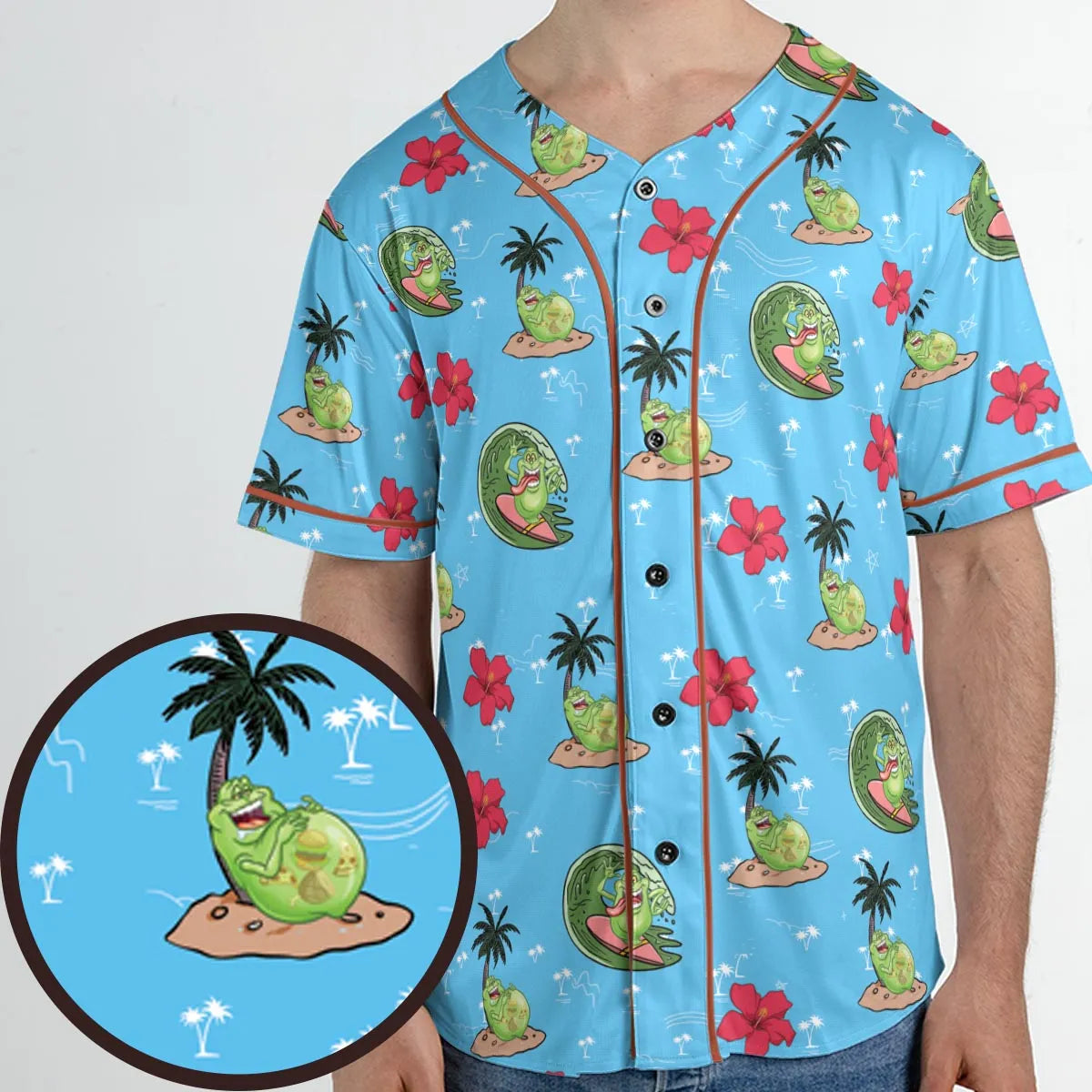 Ghostbusters Slimer Summer Vibes Unisex Baseball Jersey