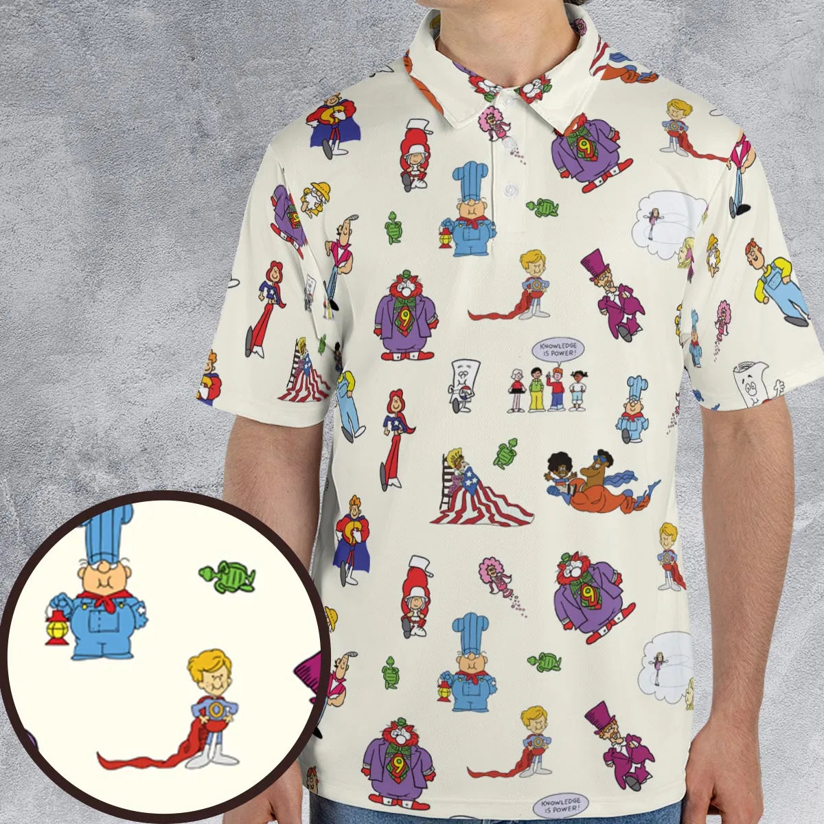 Schoolhouse Rock Characters AOP Men/Women Polo Shirt