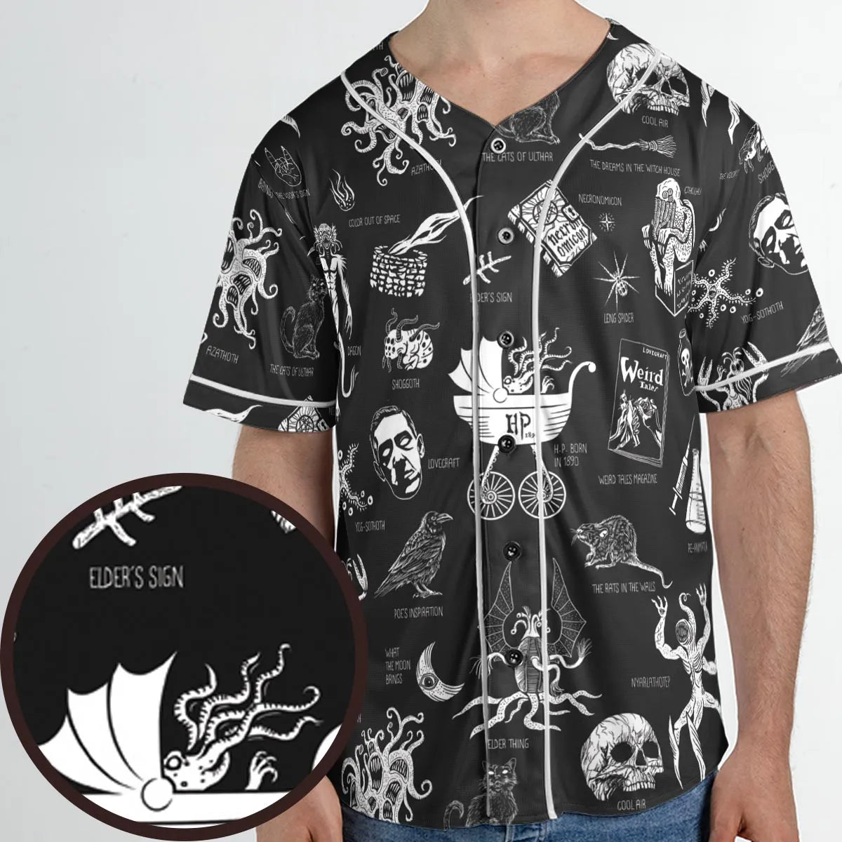 H.P. Lovecraft Monsters Unisex Baseball Jersey