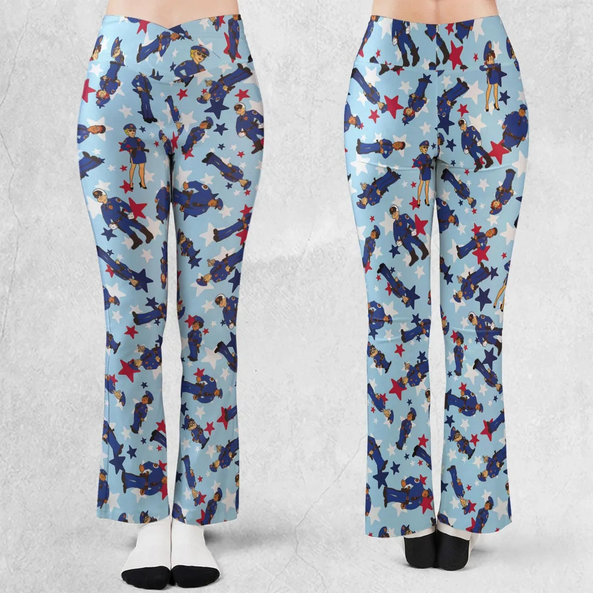 Police Academy Cartoon Characters Flare Leggings