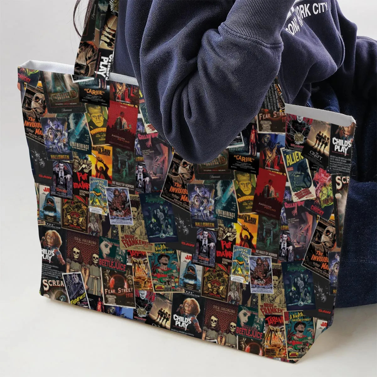 Vintage Horror Pattern Large Tote Bag