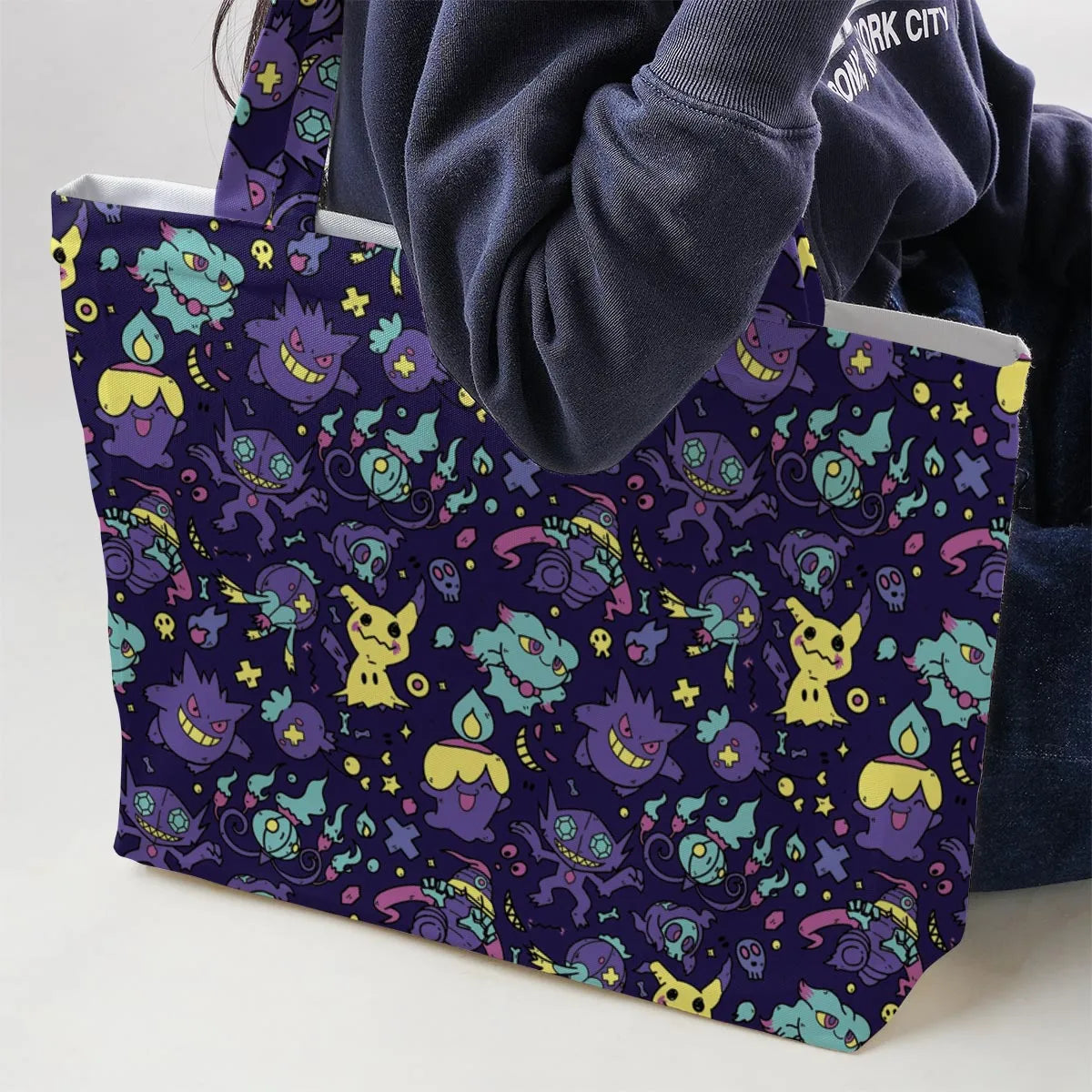 Gengar Ghost Pokemon Pattern Large Tote Bag