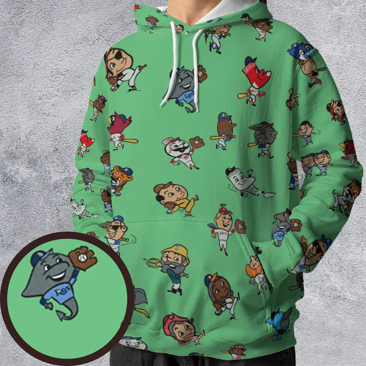 Baseball Mascot Pattern All-over Print Hoodie