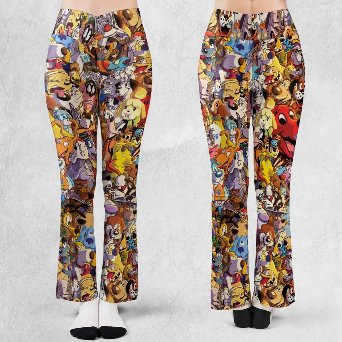 Dogs From Famous Cartoons Flare Leggings