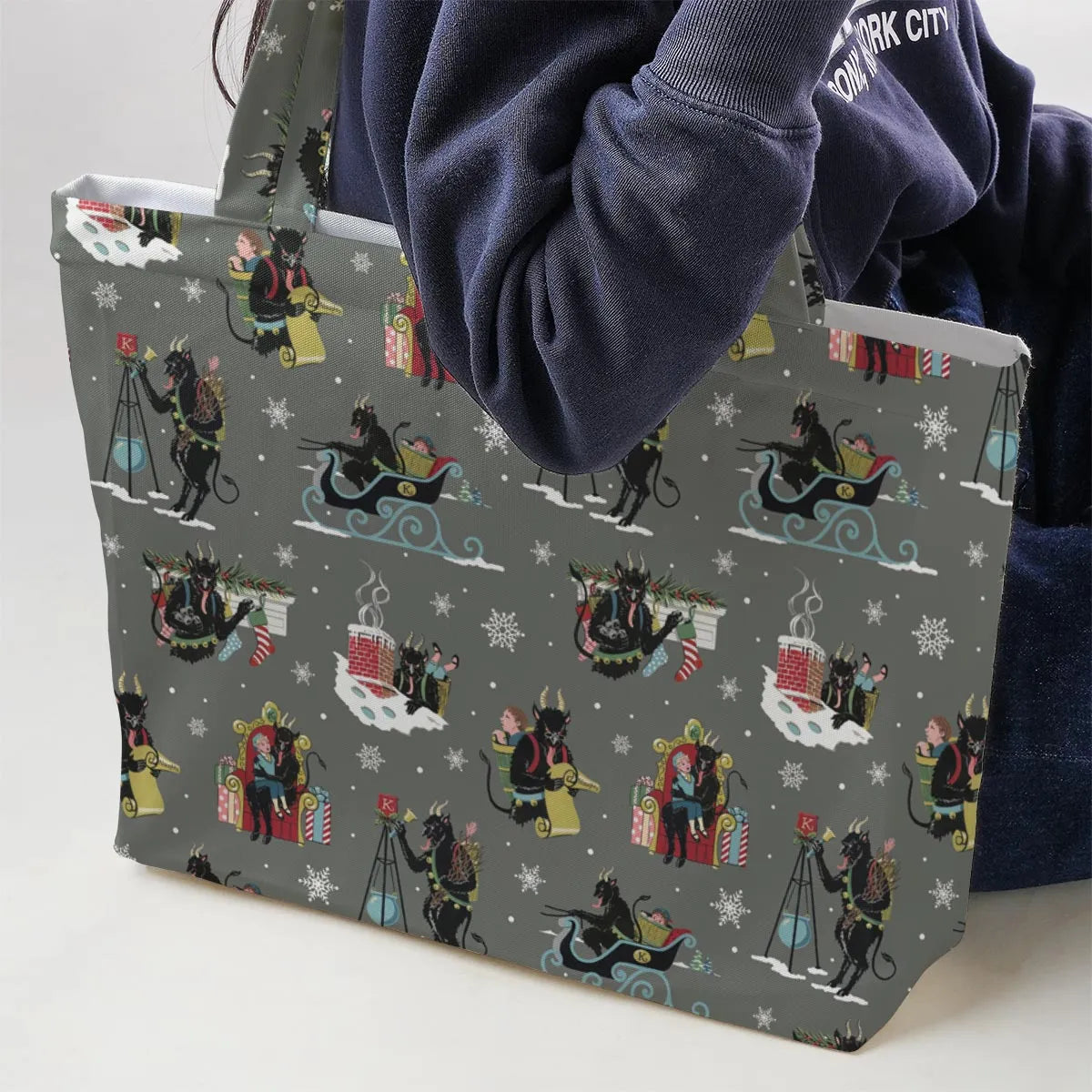 Unusual Christmas Krampus Large Tote Bag
