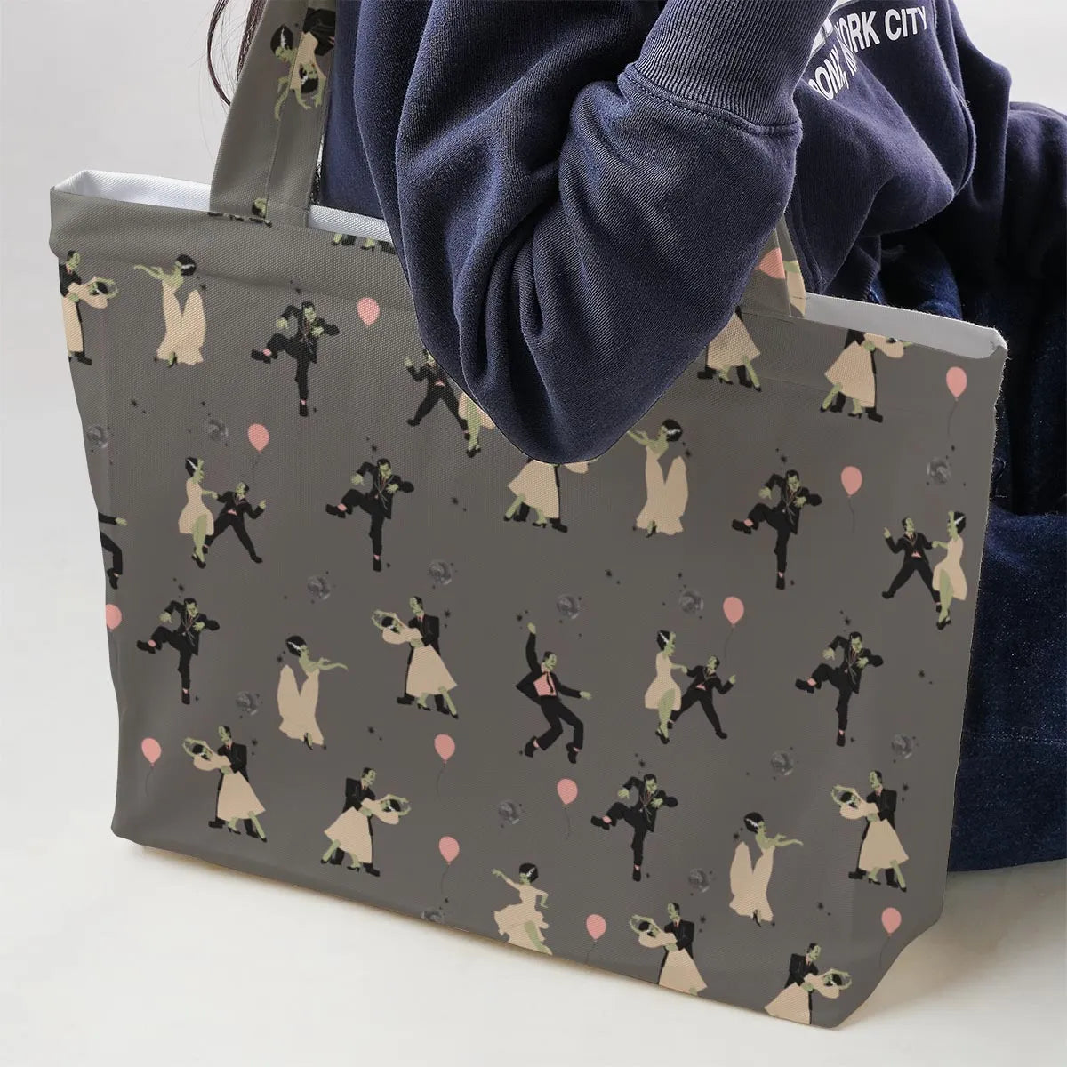 Dirty Dancing Frankenstein and Bride of Frankenstein Large Tote Bag