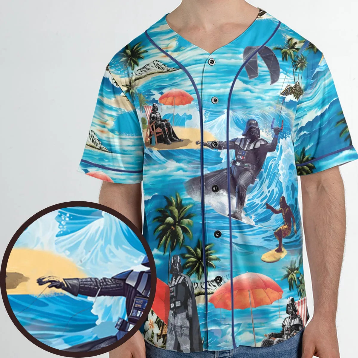 Darth Vader Surfing Unisex Baseball Jersey