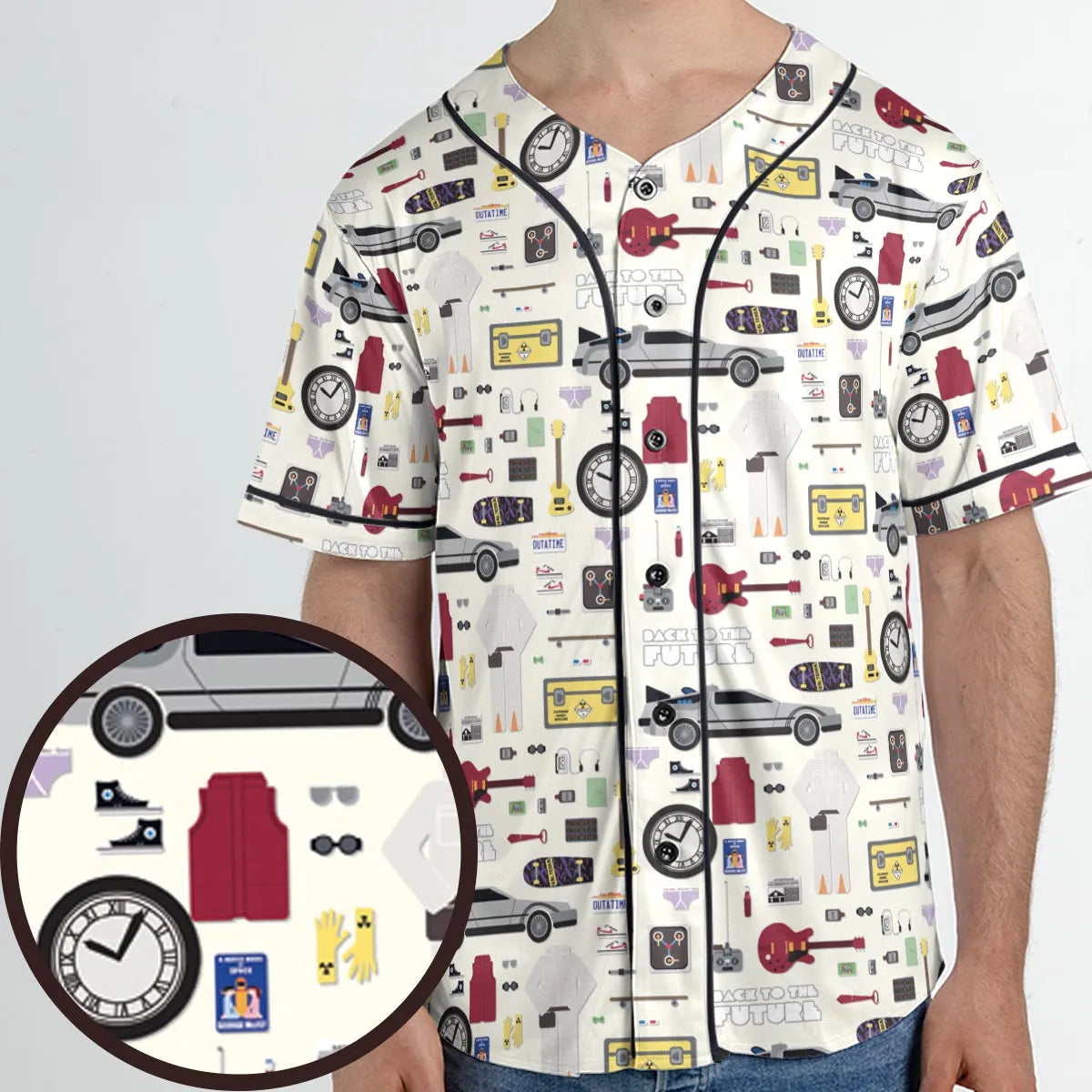 Back to the Future Pattern Unisex Baseball Jersey