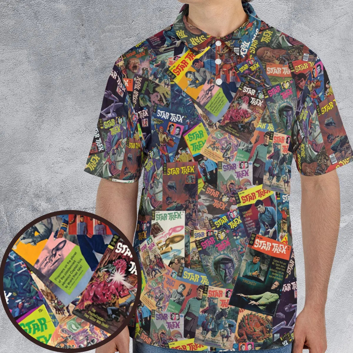 Vintage 1970s Star Trek Comic Books Collage AOP Men/Women Polo Shirt