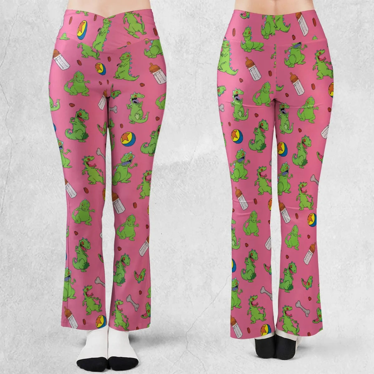 Rugrats Reptar Pattern Flare Leggings