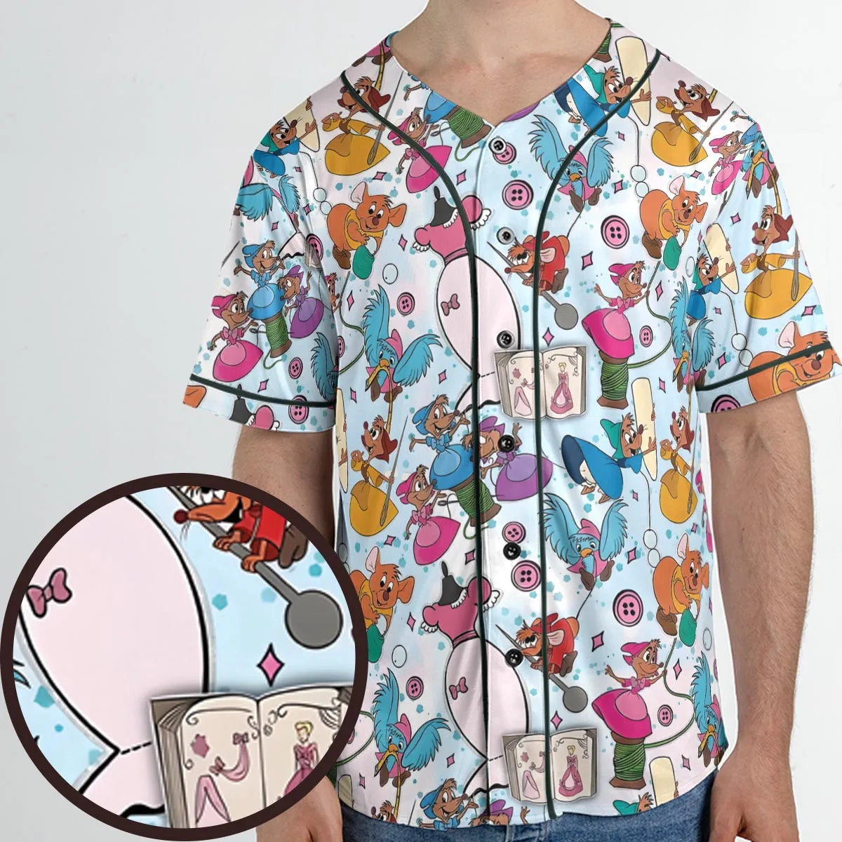 Jaq, Gus, & Sewing Friends Unisex Baseball Jersey
