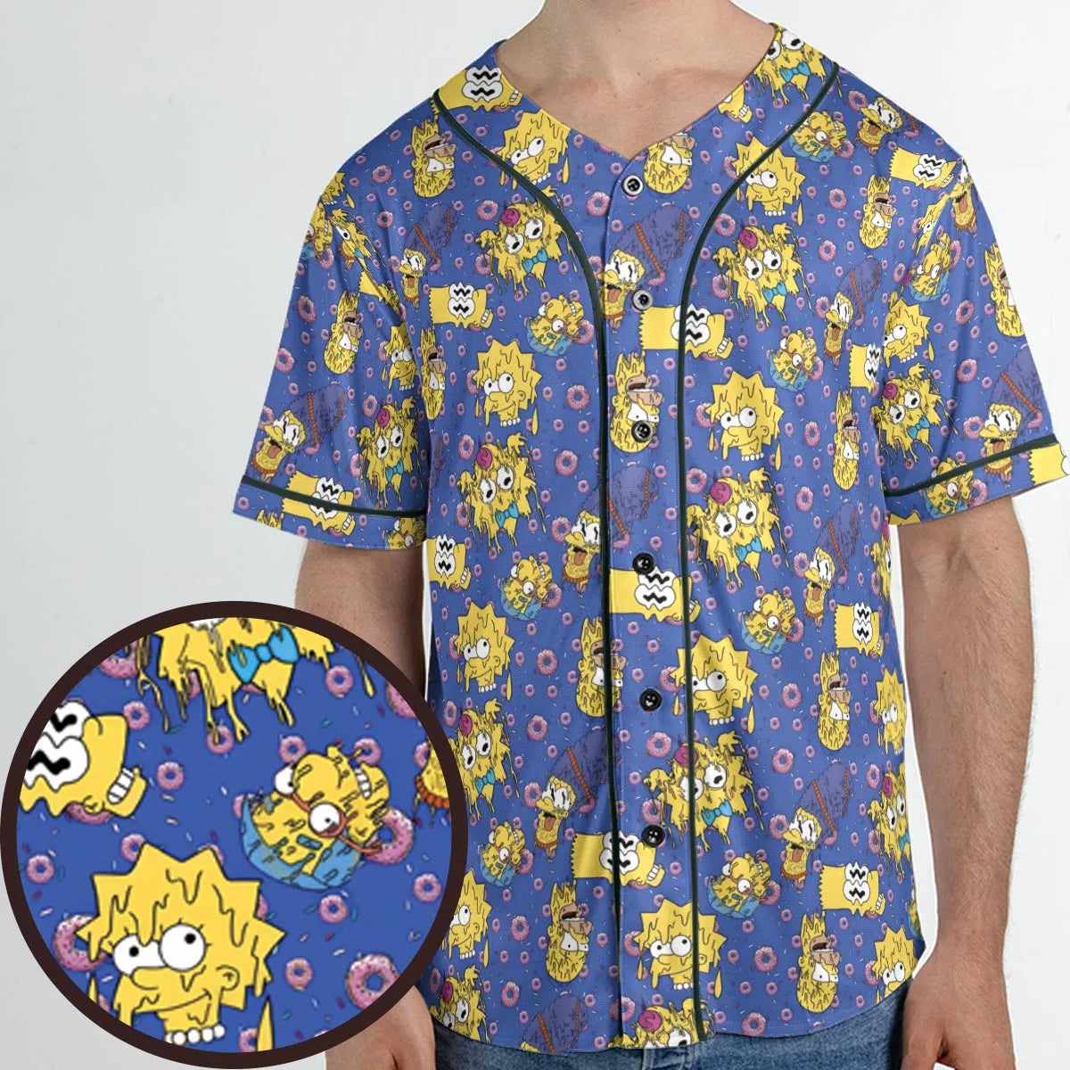 Trippy Simpsons Melting Unisex Baseball Jersey