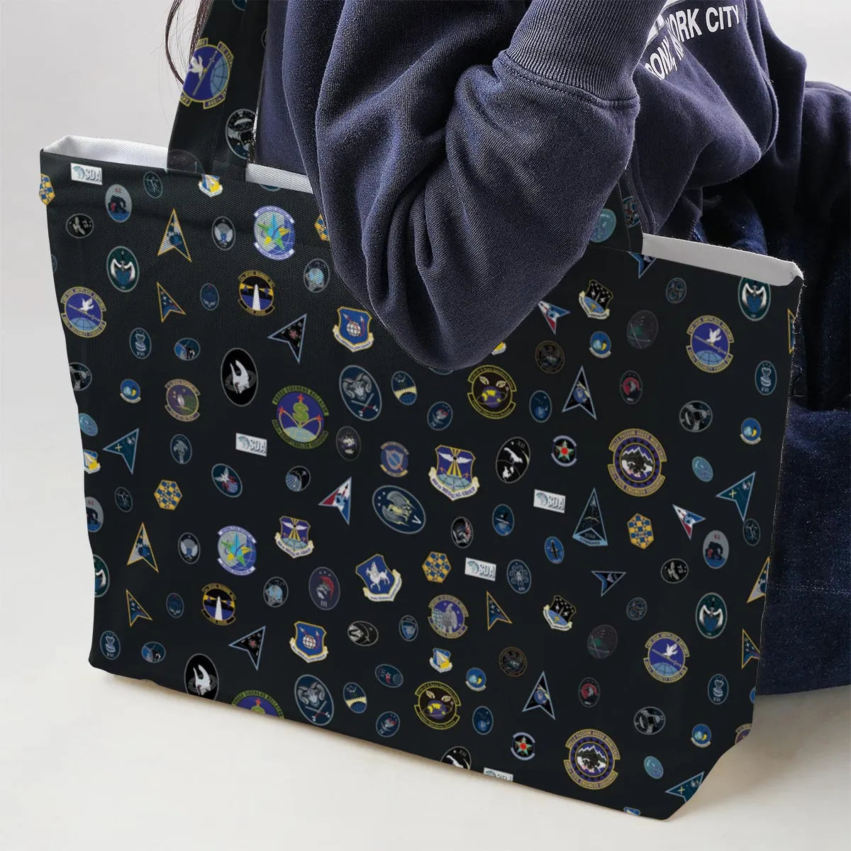 Space Force Squadron Pattern Large Tote Bag
