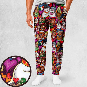 Retro Christmas Cartoon Couples Love Sweatpants