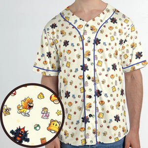 Super Mario Characters Pattern Unisex Baseball Jersey
