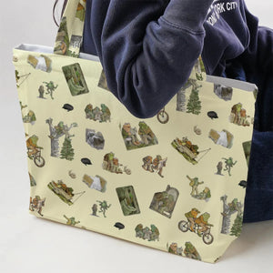 Frog and Toad Pattern Large Tote Bag