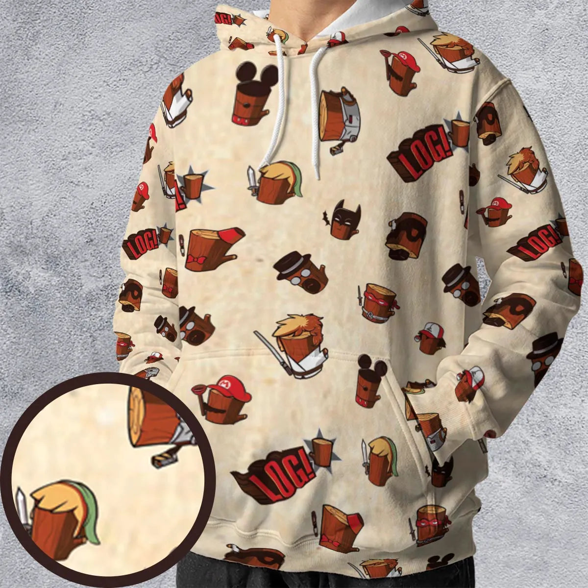 Pop Culture Characters Logs  Ren & Stimpy All-over Print Hoodie