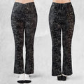 Black Raven Pattern Flare Leggings