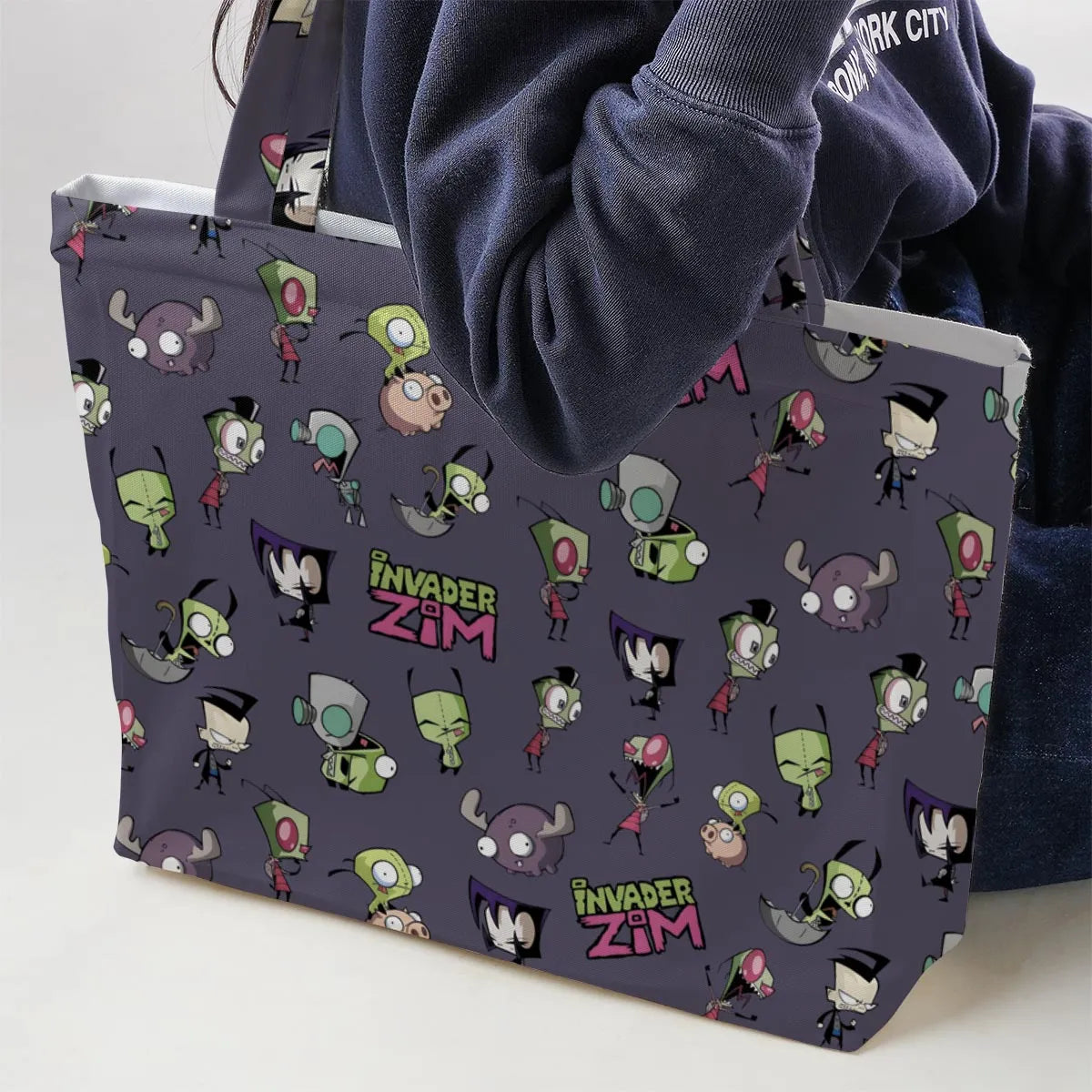 Invader Zim Pattern Large Tote Bag