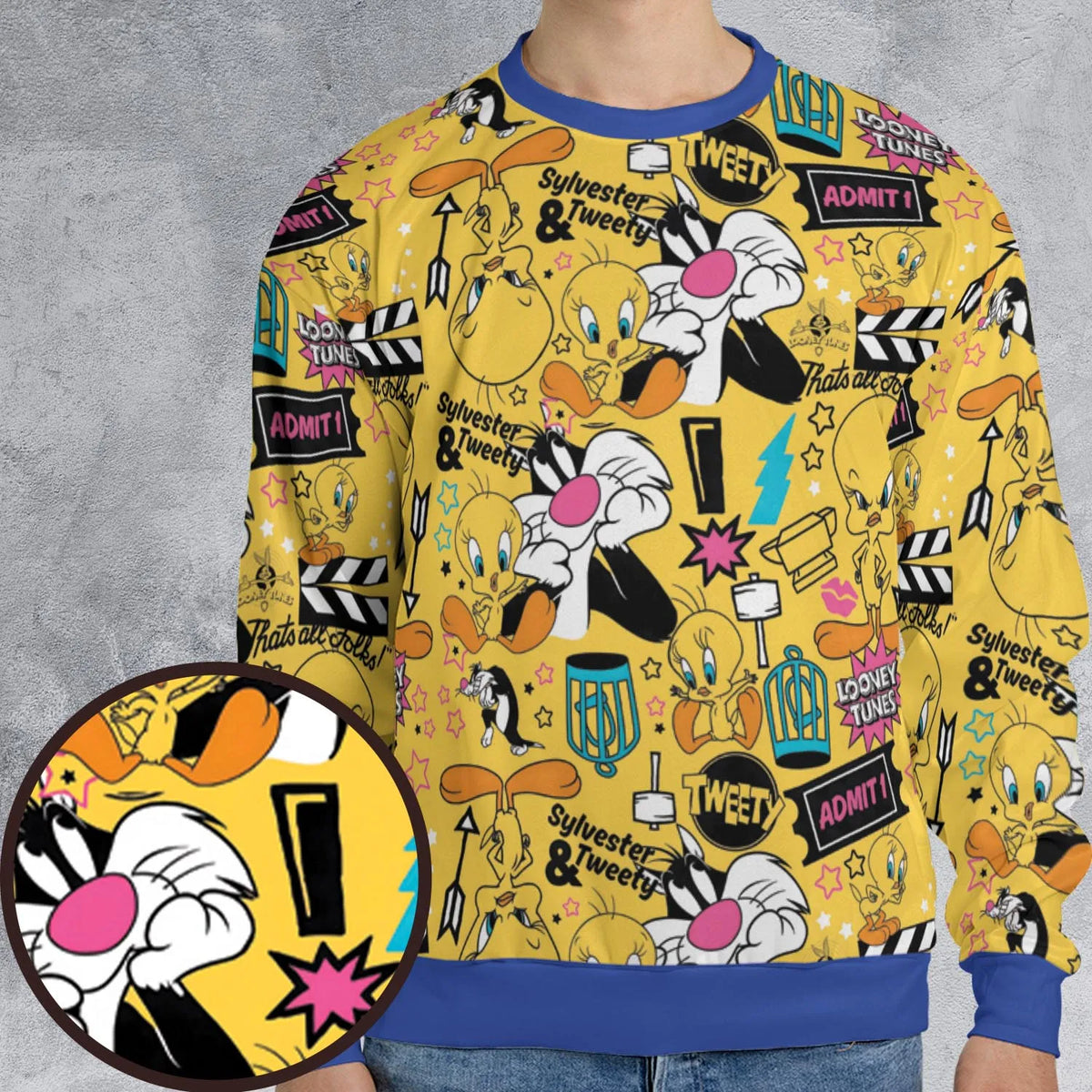 Cartoon Drip Looney Tunes All-over Print Sweatshirt