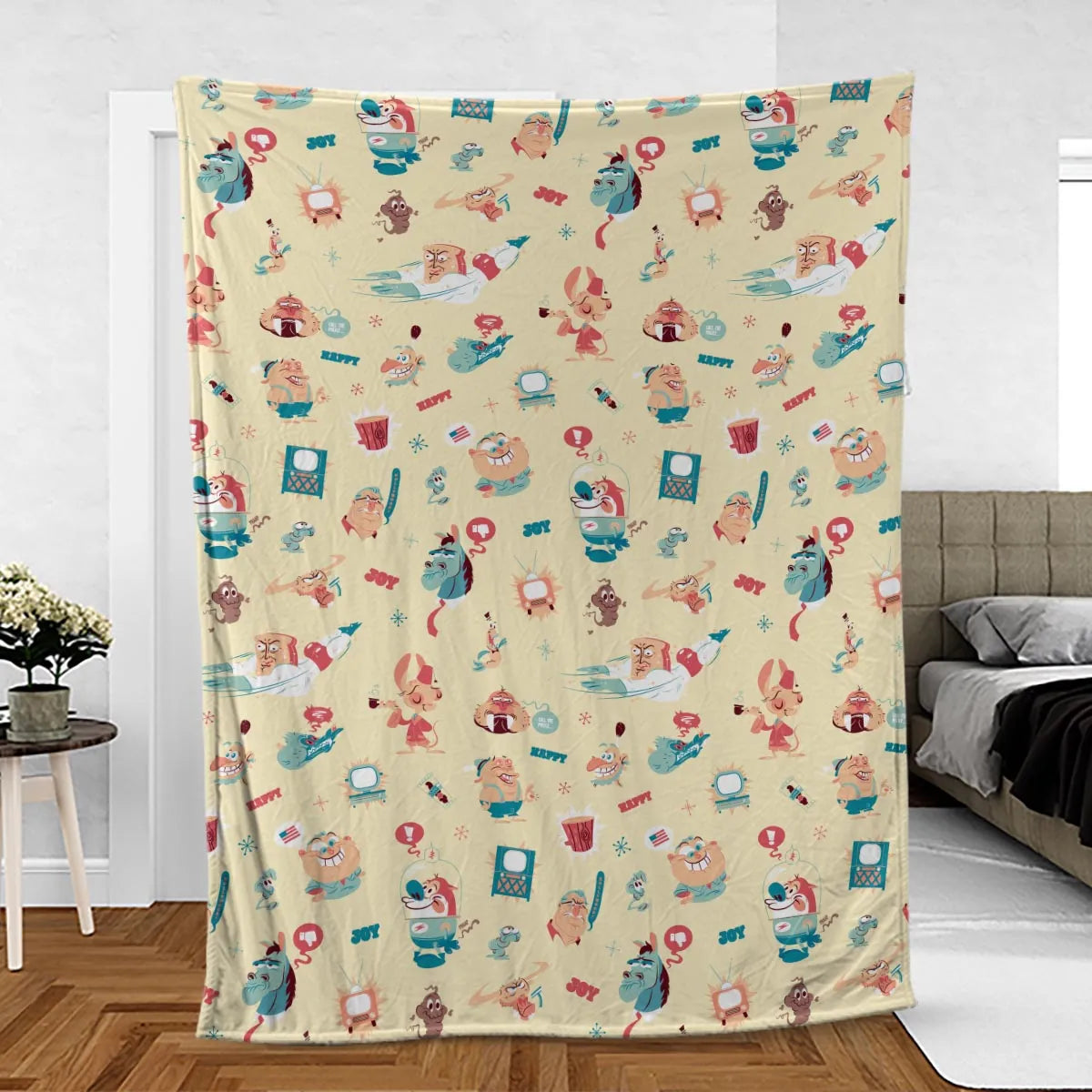 Ren and Stimpy Pattern Fleece Blanket
