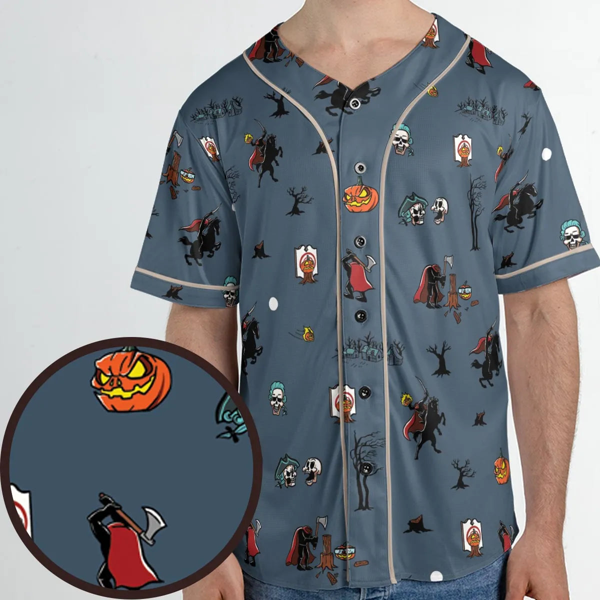 Headless Horseman Ichabod and Mr. Toad Unisex Baseball Jersey