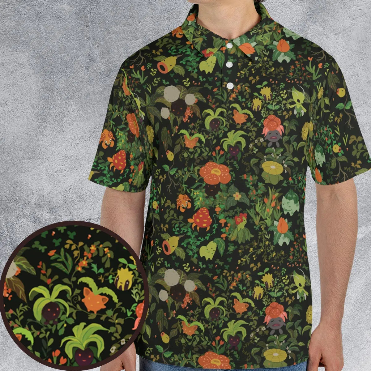 Grass Pokemon Patterns AOP Men/Women Polo Shirt