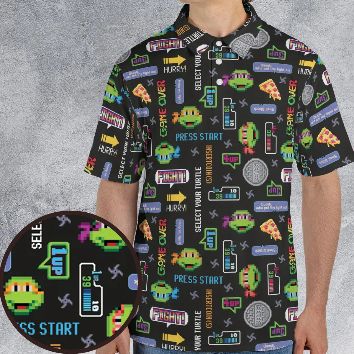 The TMNT Pixel Characters AOP Men/Women Polo Shirt