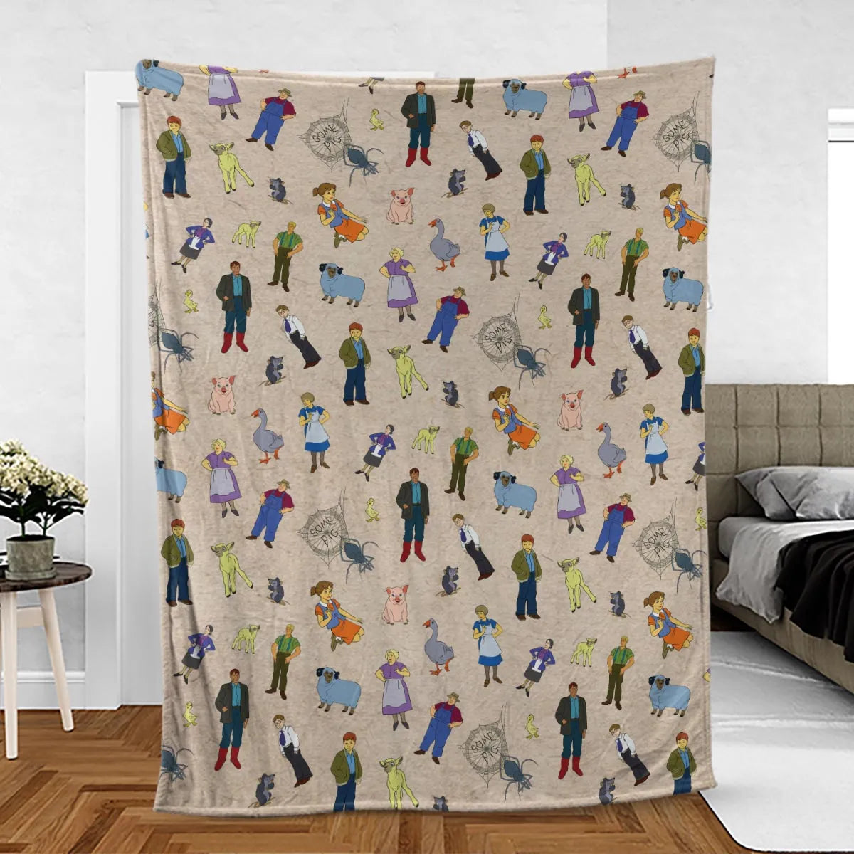 Beloved Children's Tale Charlotte's Web Cartoon Characters Fleece Blanket