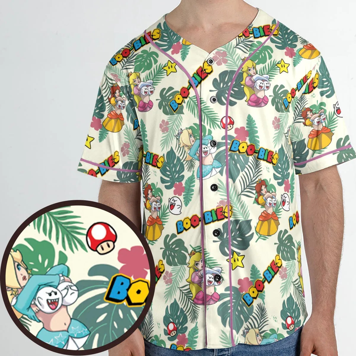 Super Mario Boo-Bies Pattern Unisex Baseball Jersey
