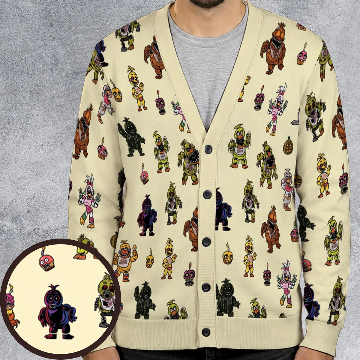 Chica Chicken Five Nights at Freddy's Pattern Cardigan