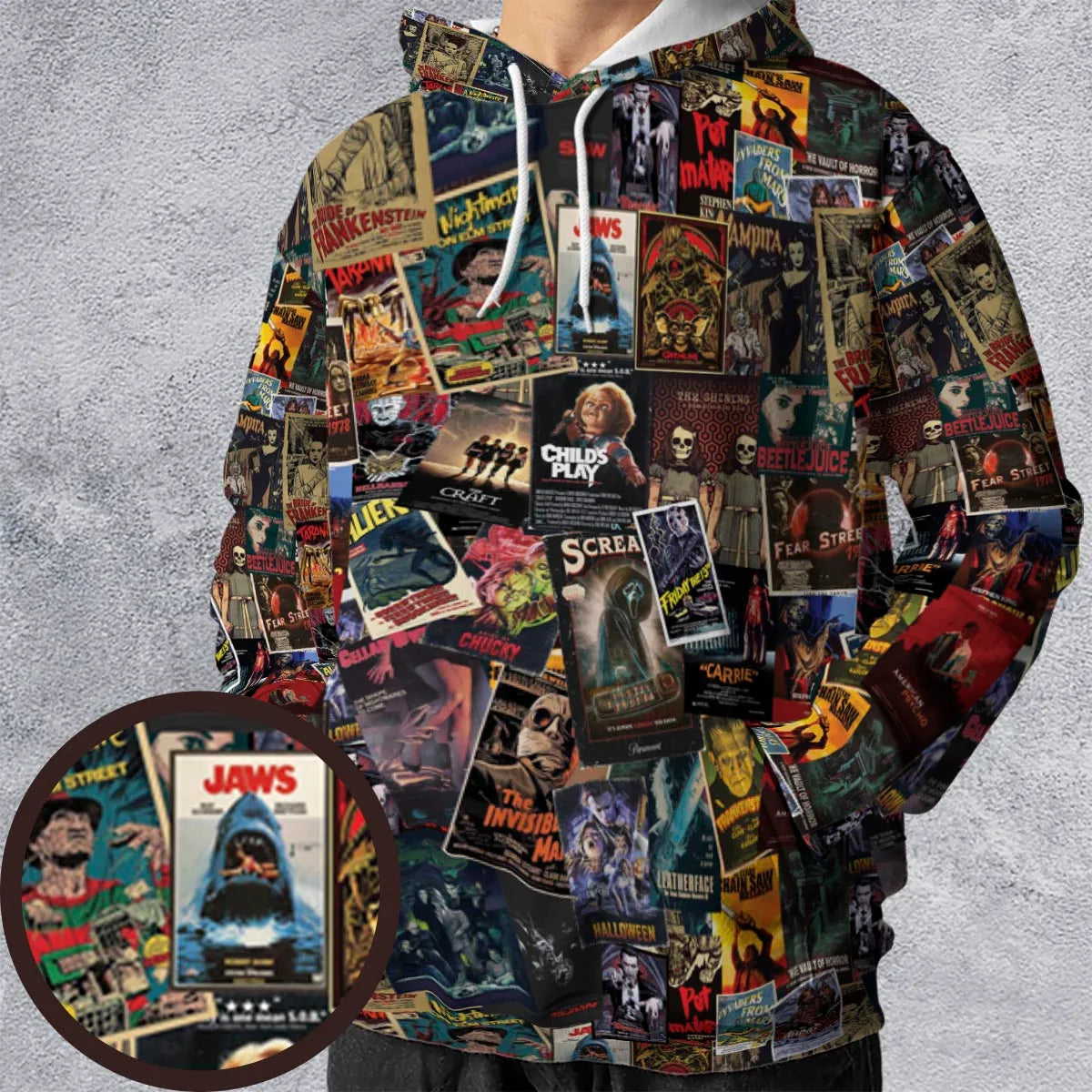 Vintage Horror Pattern All-over Print Hoodie