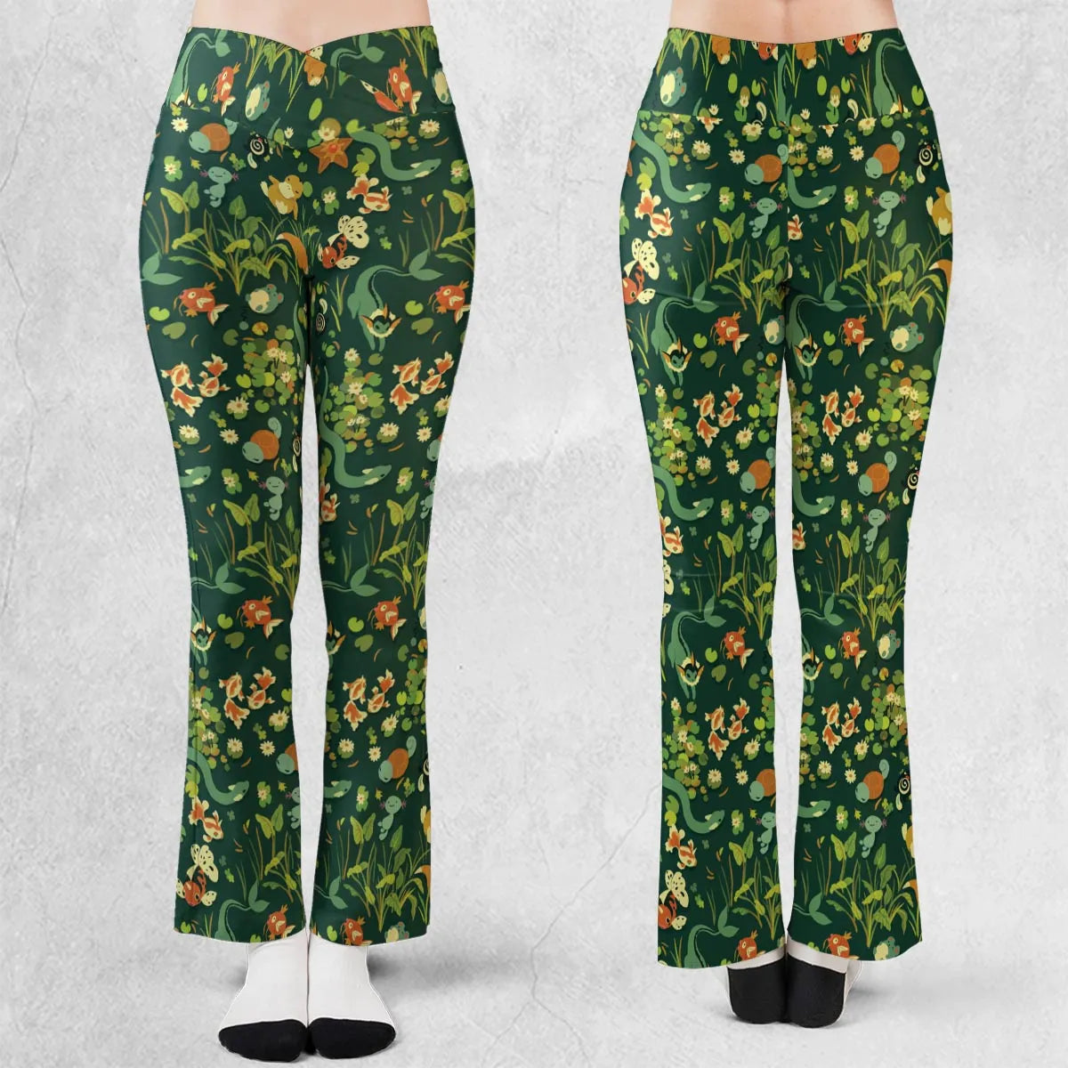 Floating In A Pond Magikarp Psyduck Vaporeon Water Pokemon Flare Leggings