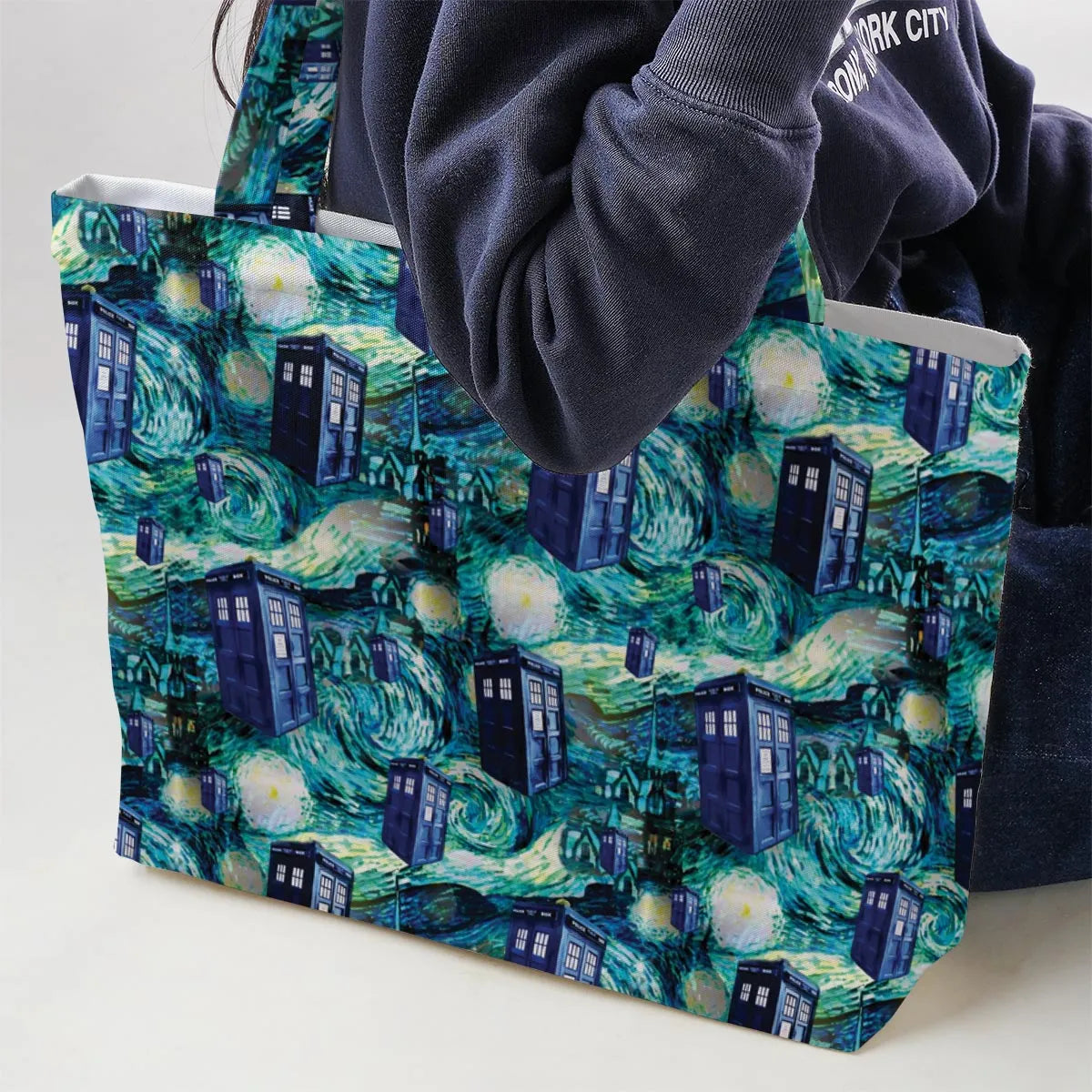 Tardis Starry Night Doctor Who Large Tote Bag